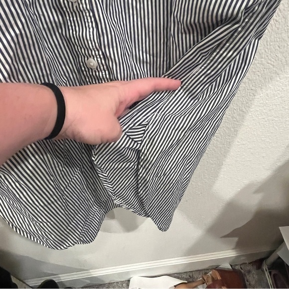 J.Crew cotton poplin stripe shirt dress blue and white size 6 no belt - Picture 5 of 11